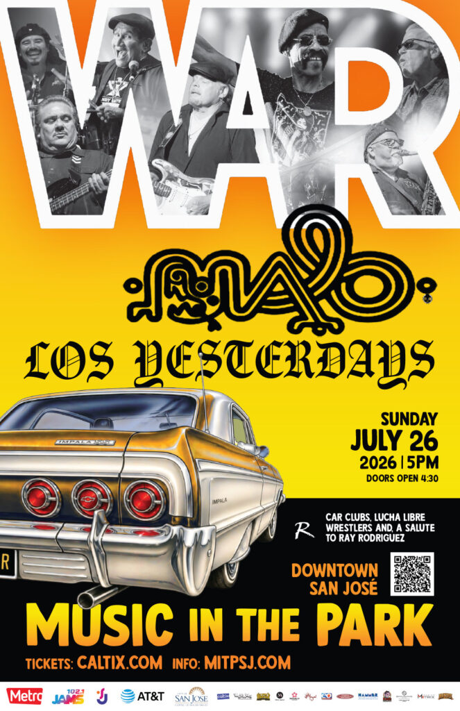 Flyer for WAR with Malo and Los Yesterdays.